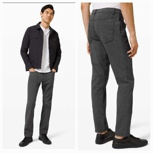 LULULEMON ABC PANT CLASSIC TECH CANVAS REFLECTIVE HEATHERED BLACK 36 *Hemmed